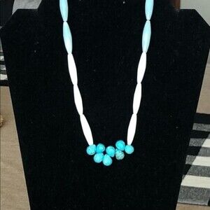 Vintage Colleen Lopez 925 Sterling Silver Turquoise Teardrop Necklace HSN